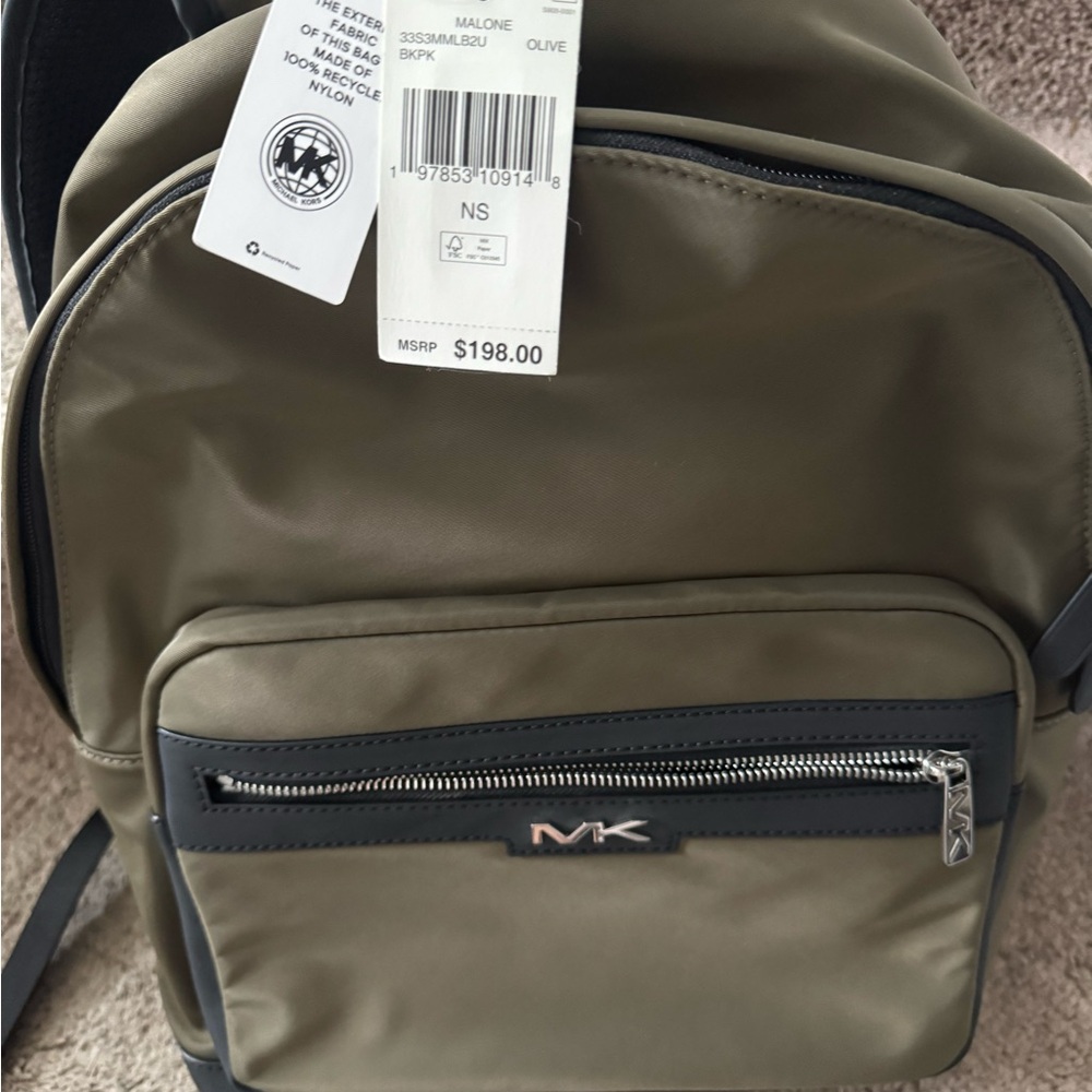 Michael Kors Olive and Black Men's Backpack - Picture 1 of 2